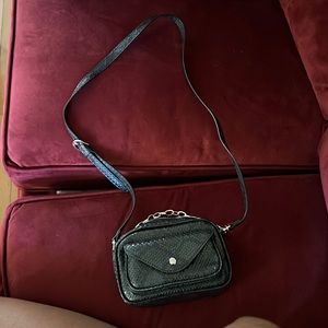Black Snake Print Chain detail Cross body Bag